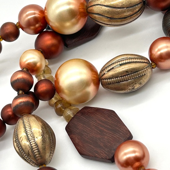 Vintage Wooden Beaded Boho Necklace 56" - Picture 5 of 13